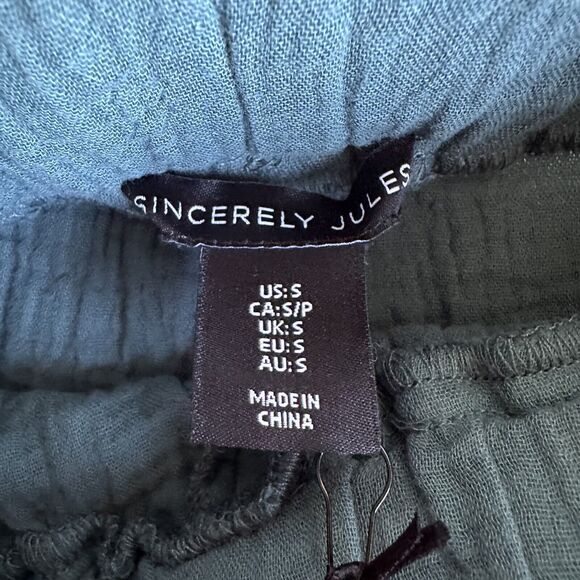 Sincerely Jules Gauze Belted Relaxed Pants, Women's Size S, Green NEW B20 - Picture 5 of 7